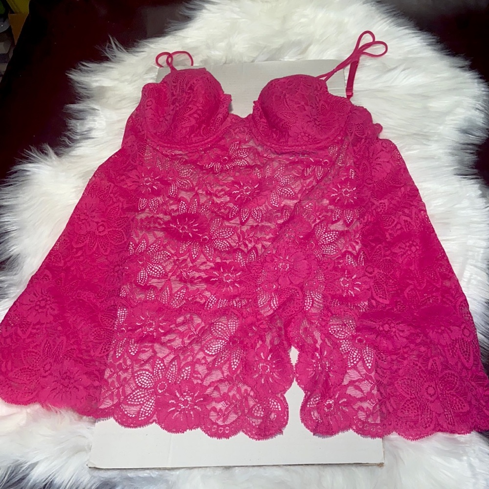 VS Victoria’s Secret pink slip floral size L large like new nighty night dress - Picture 3 of 9